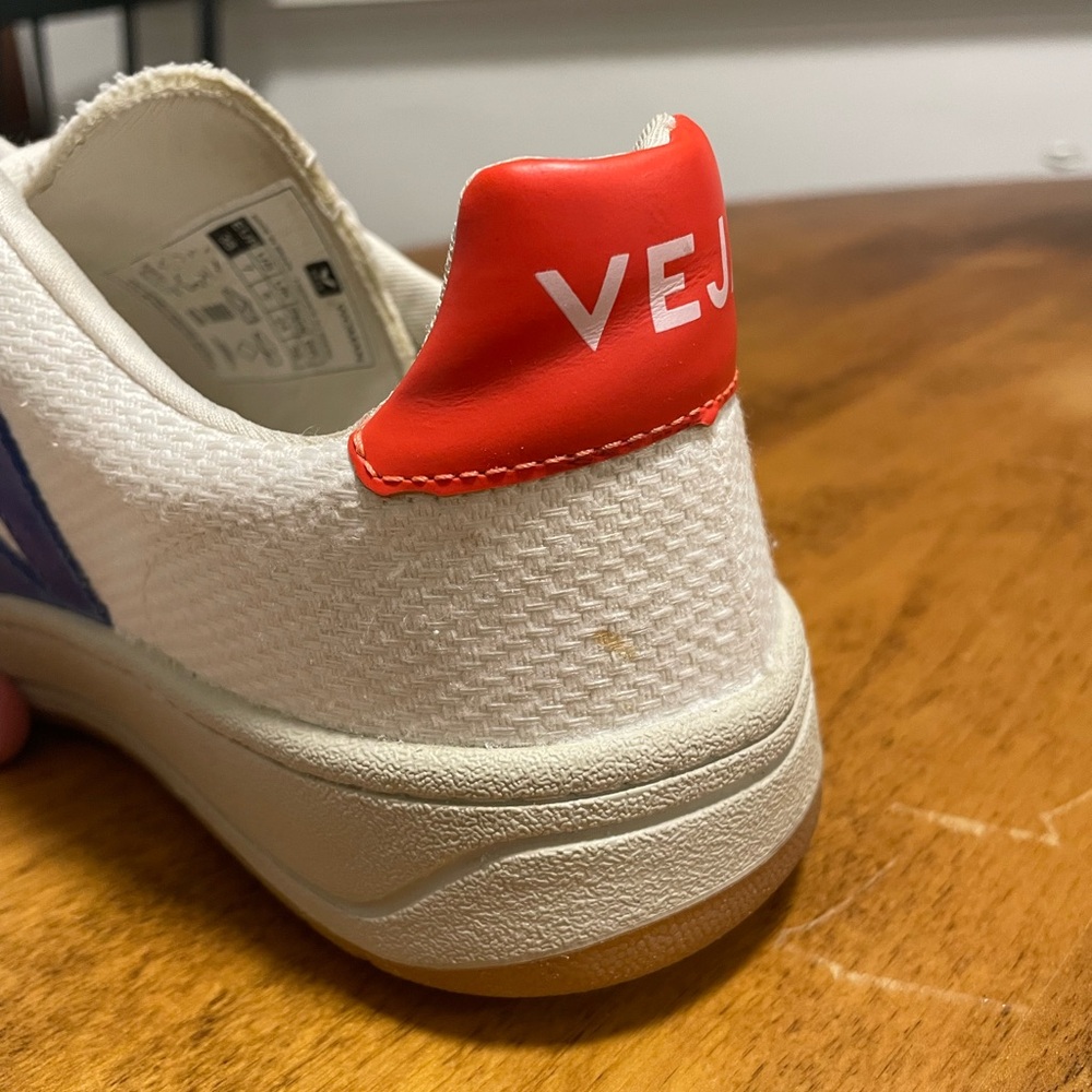 Veja Women’s V-12 White, Blue, and Orange Sneakers - Picture 7 of 9